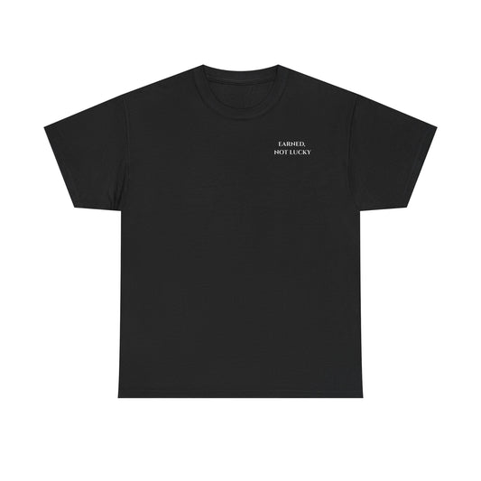 Earned, Not Lucky Minimalist Logo Tee - Black Crewneck T-Shirt