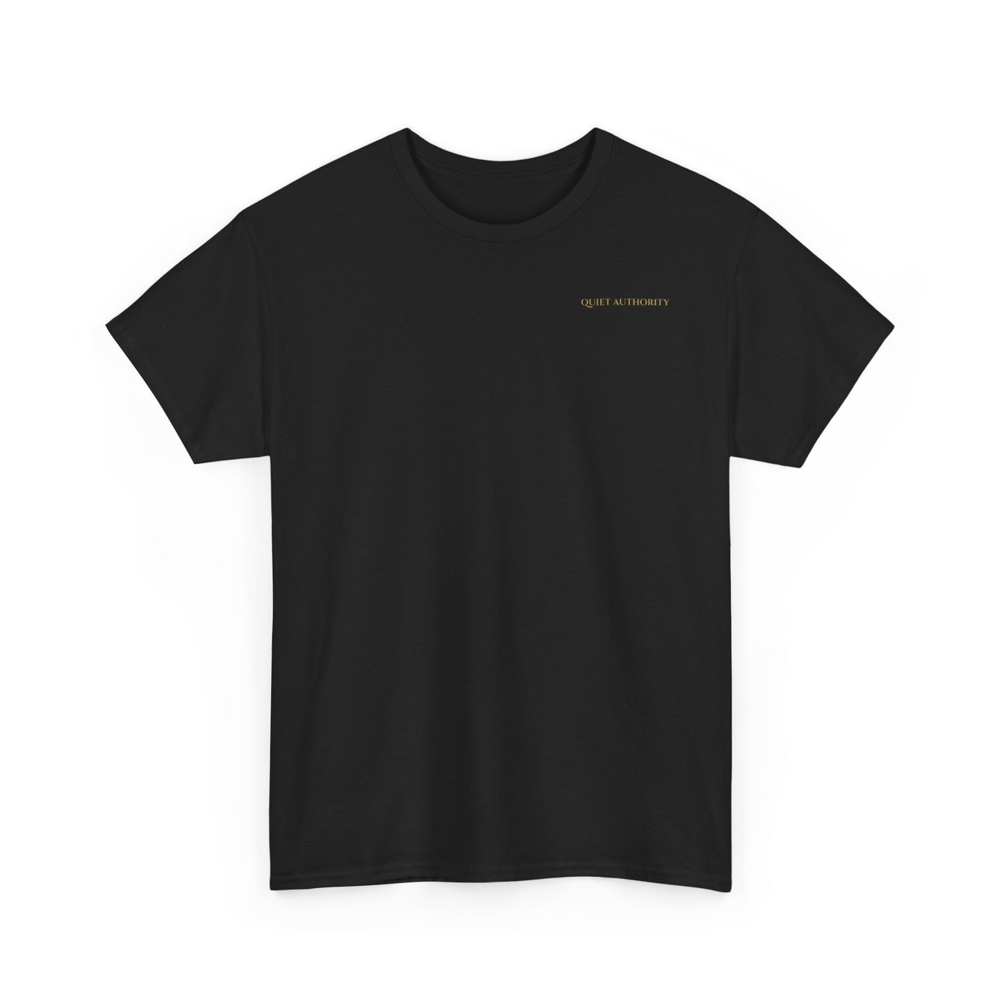 Quiet Authority Minimalist Logo Tee — Black Crewneck T-Shirt