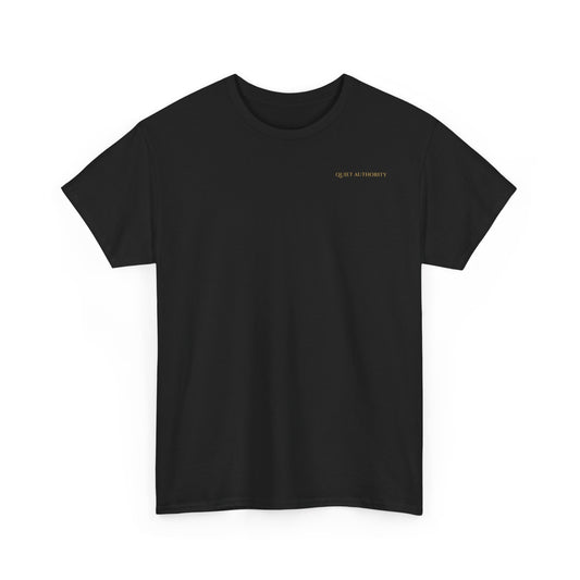 Quiet Authority Minimalist Logo Tee — Black Crewneck T-Shirt