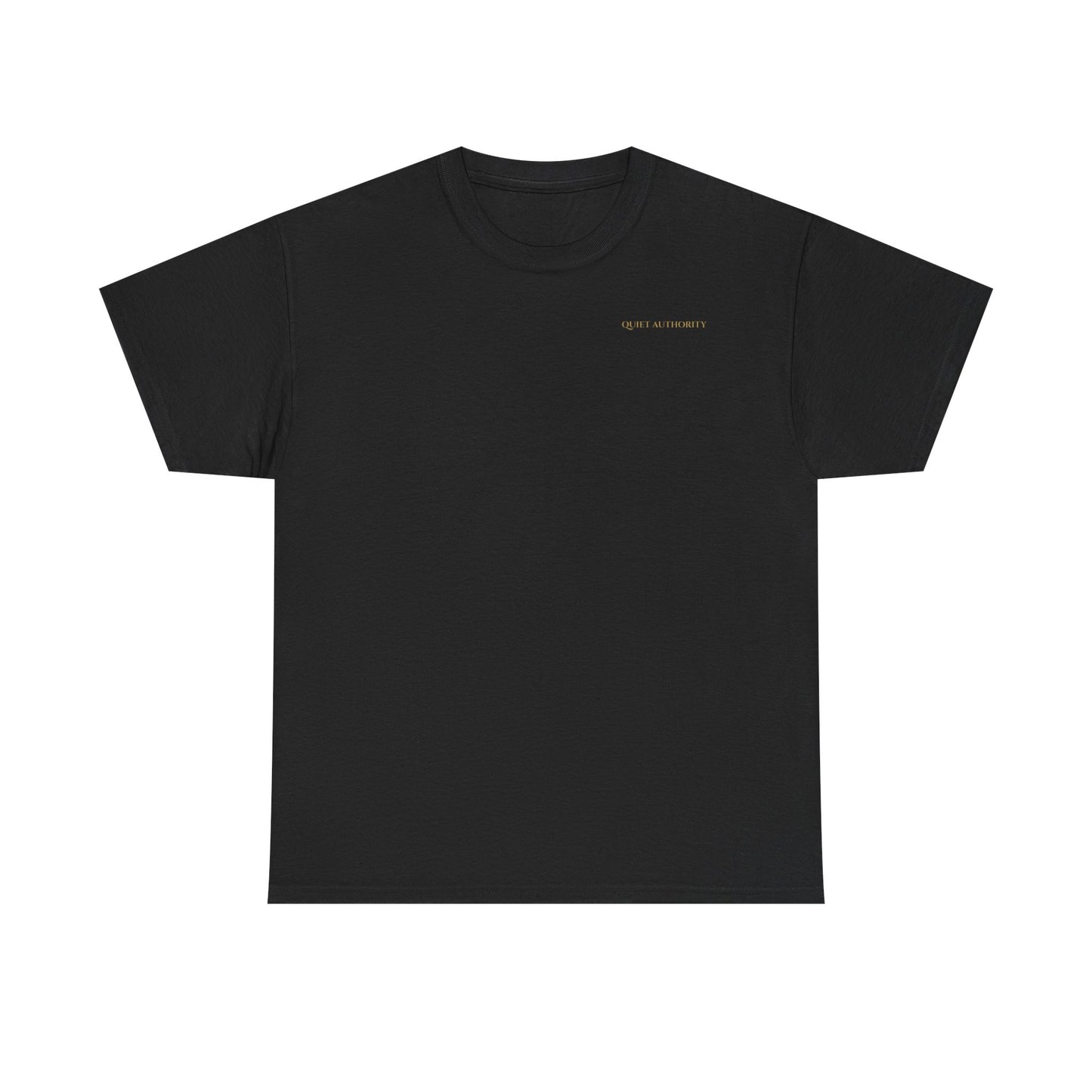 Quiet Authority Minimalist Logo Tee — Black Crewneck T-Shirt