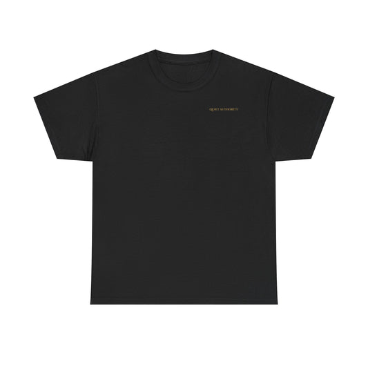 Quiet Authority Minimalist Logo Tee — Black Crewneck T-Shirt