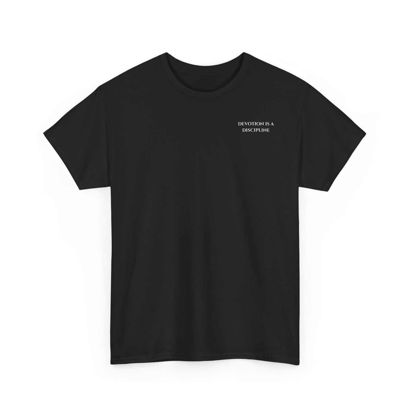 Devotion is a Discipline Minimalist Logo Tee - Black Crewneck T-Shirt